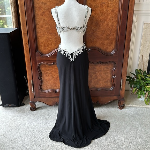 Stunning LaFemme Black & Silver Prom Dress - Picture 7 of 17